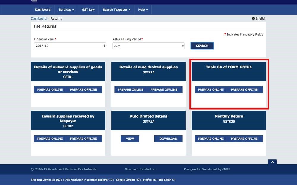 Table-6A in GSTR-1