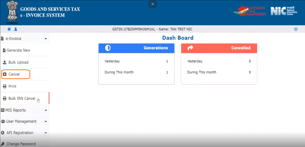 Procedure To Cancel An E-Invoice On IRP