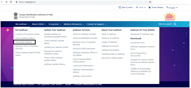 Download Aadhaar Card
