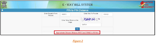 E-Way Bill System pin to pin distance