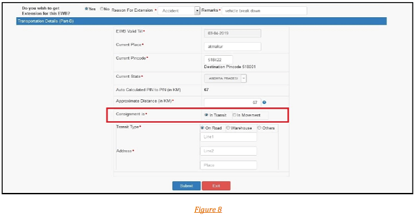 e-way bill pin to pin distance