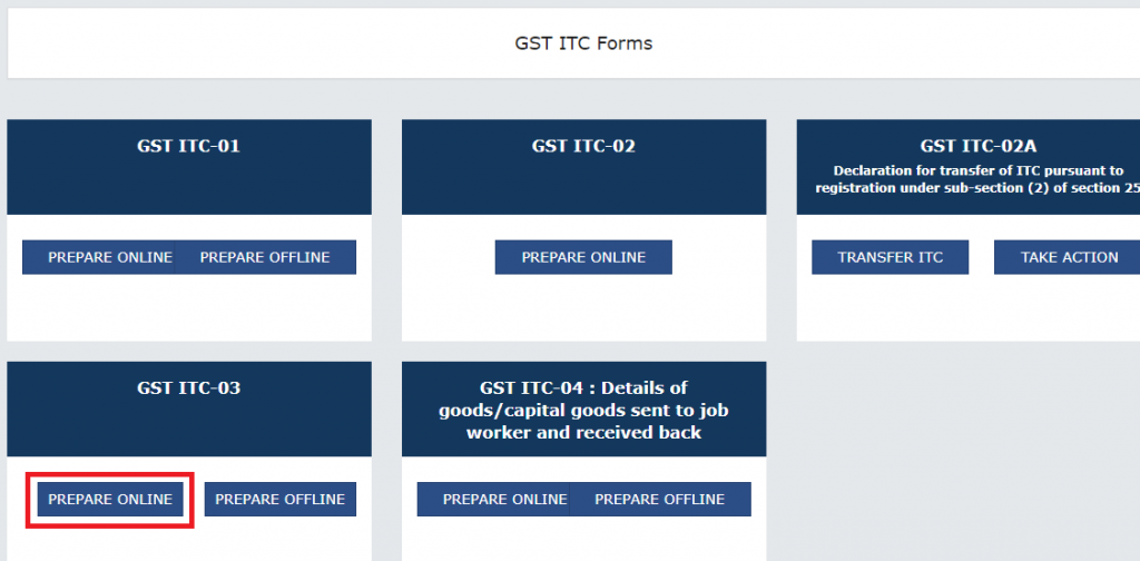 Form ITC-03 Online 