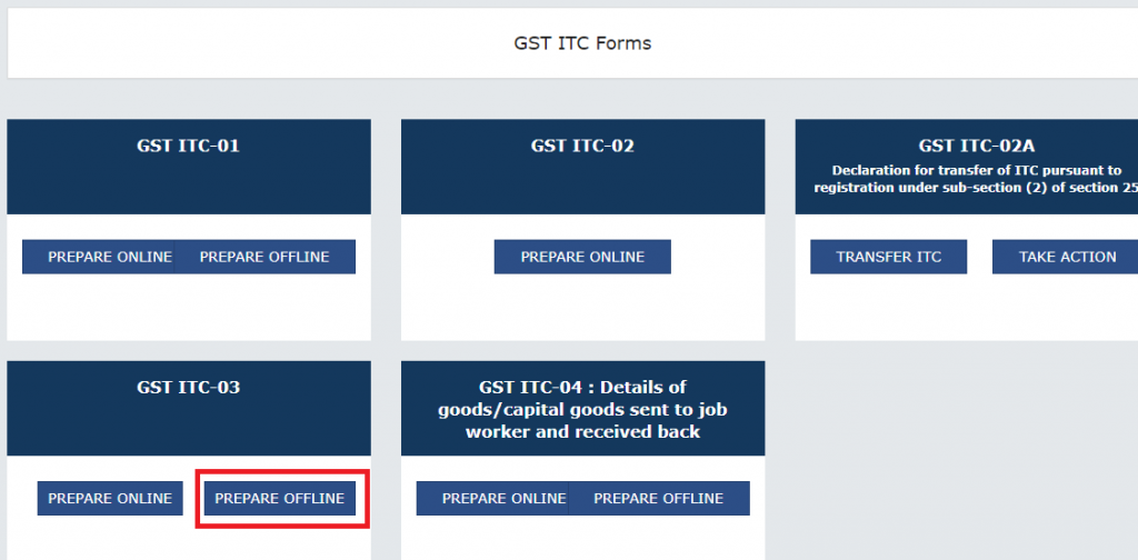 GST ITC Forms