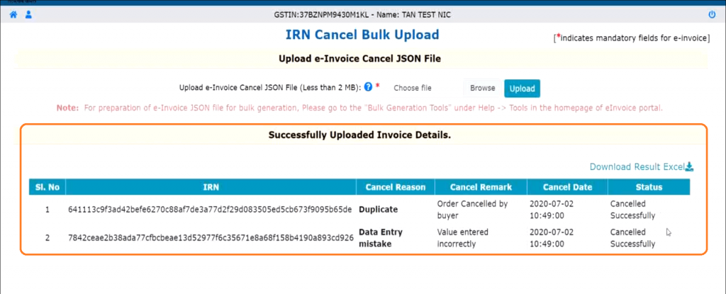 IRN Cancel Bulk Upload