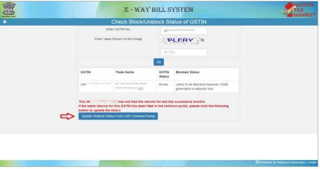 Unblock The E-Way Bill Generation System